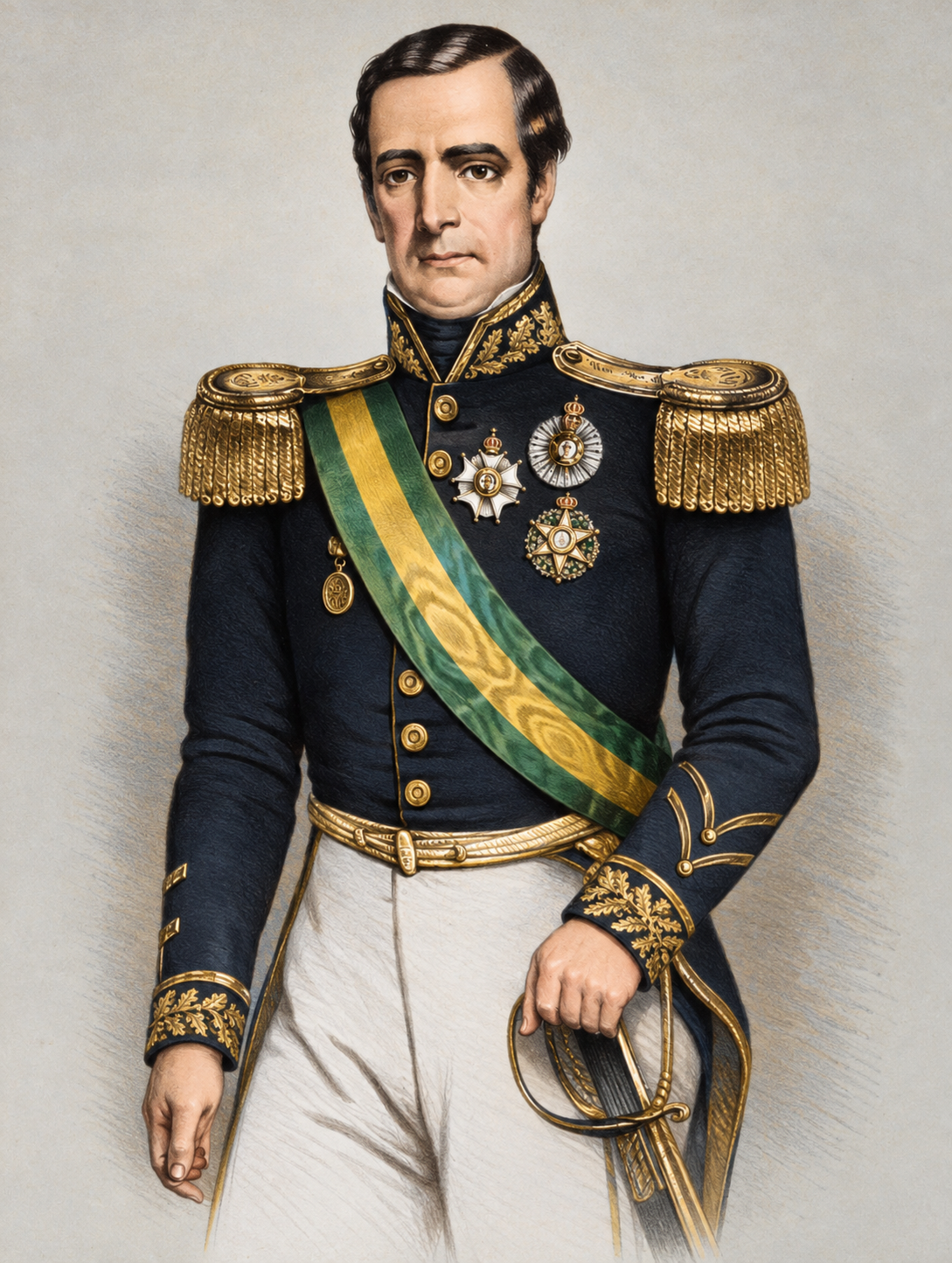 Litografia póstuma de Francisco de Lima e Silva, datada de 1861