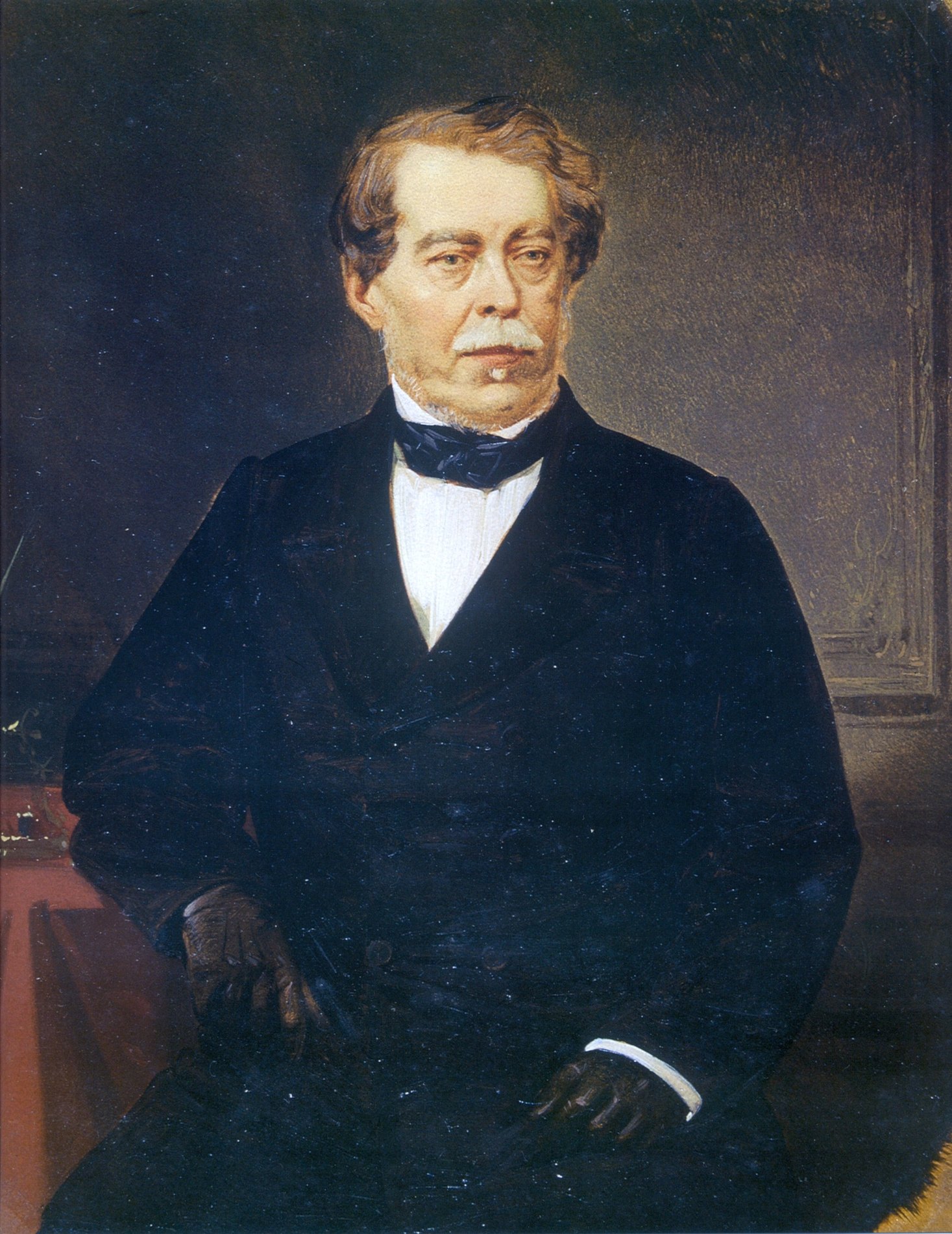 Retrato em cores de Caxias em traje civil, identificado como de 1860