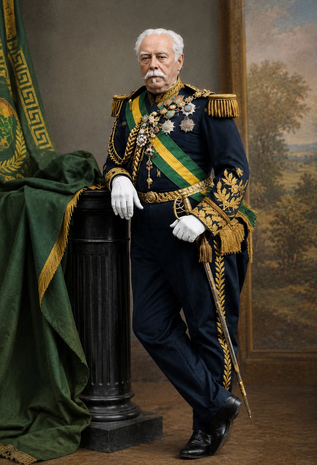 Retrato em cores de Caxias em uniforme, identificado como de 1877