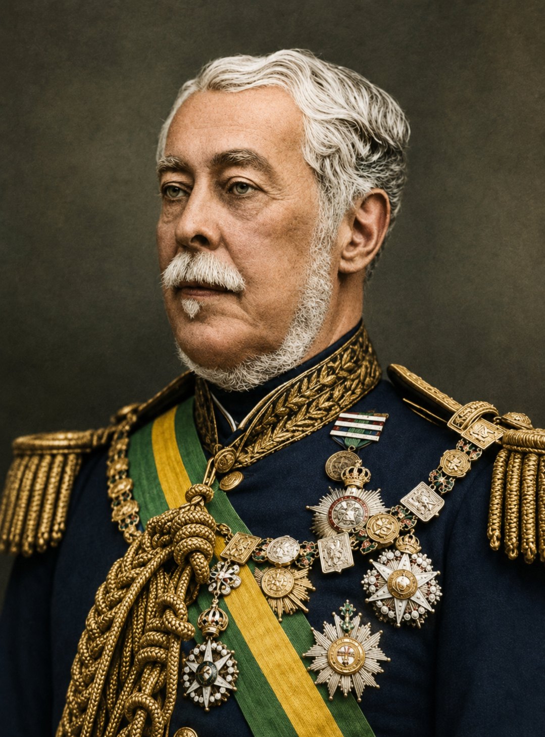 Retrato em cores de Caxias em uniforme, identificado como de 1878