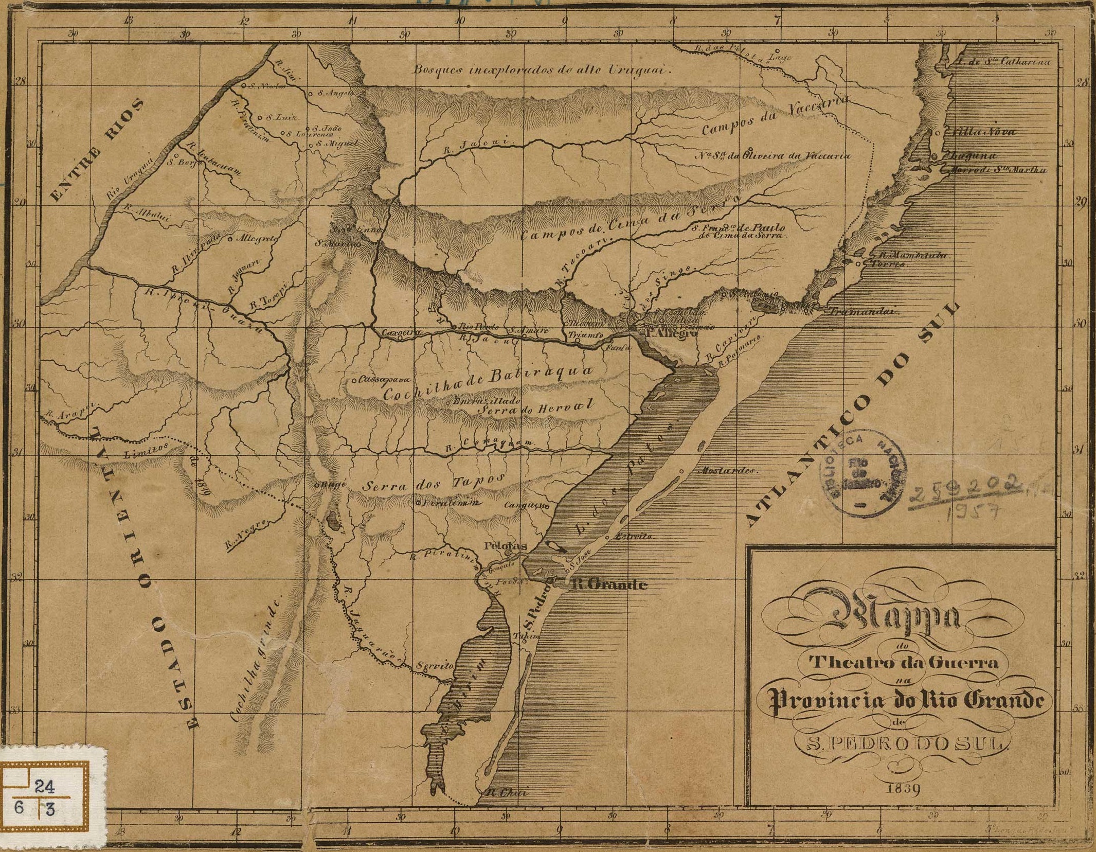 Mapa do teatro da guerra na província do Rio Grande de São Pedro do Sul em 1839